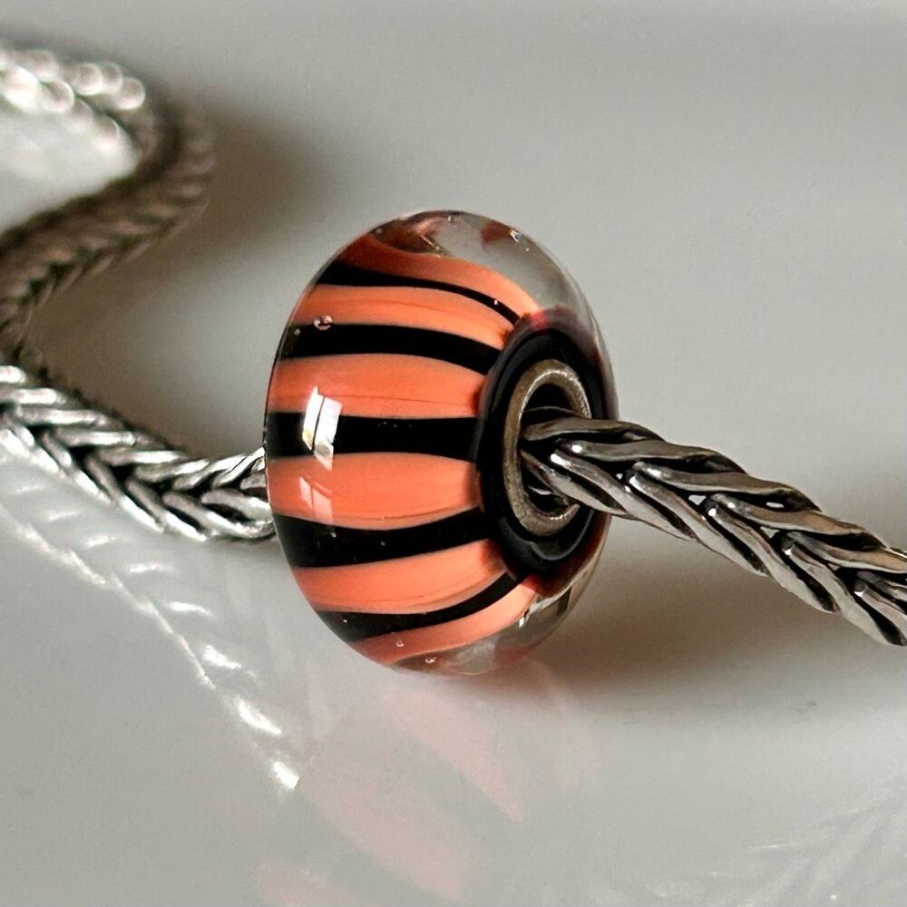 TROLLBEADS Coral Stripe Glass Bead LAA 925S NEW